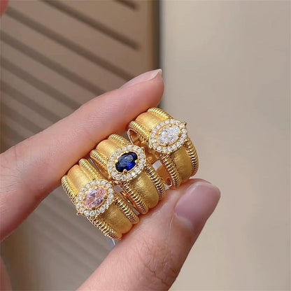Royal Gemstones Ring - Adjustable Open Band
