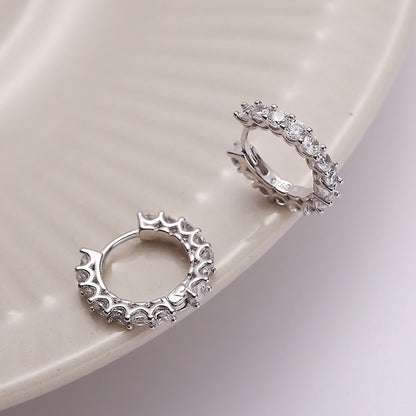 S925 Silver Circle Diamond Earrings