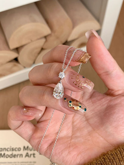 Set colier și cercei cu diamant Drop
