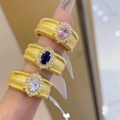 Royal Gemstones Ring - Adjustable Open Band