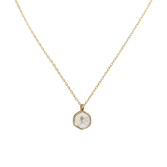Colorful enamel mini cross necklace with alloy chain front view