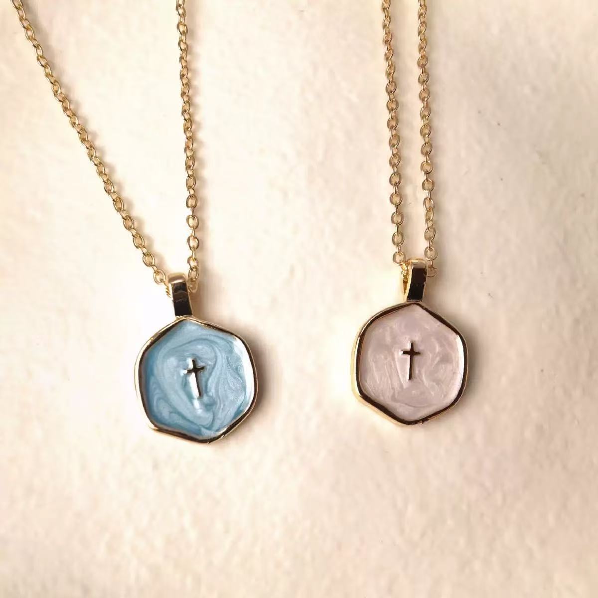 Colorful Enamel Mini Cross Necklace  CotaJewelry