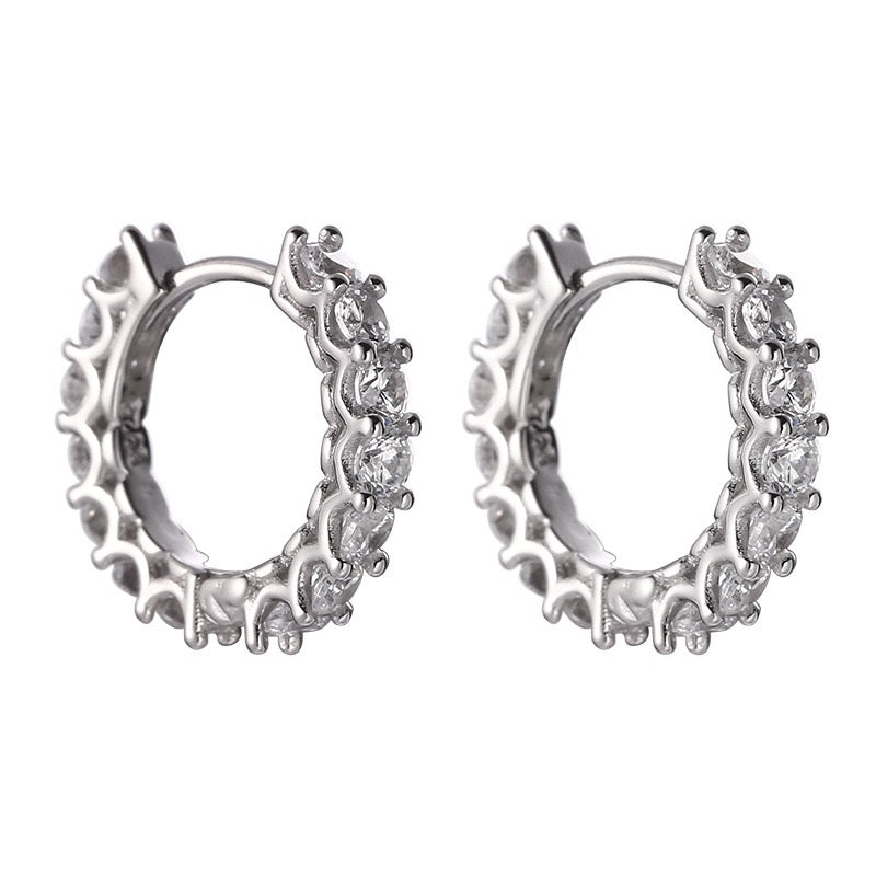 S925 Silver Circle Diamond Earrings