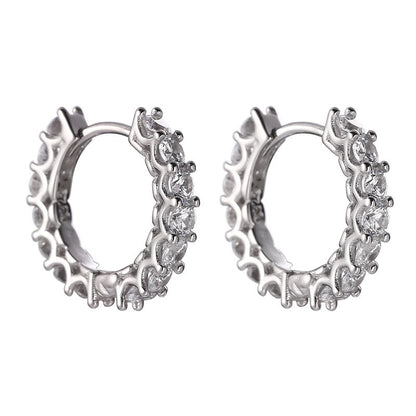 S925 Silver Circle Diamond Earrings