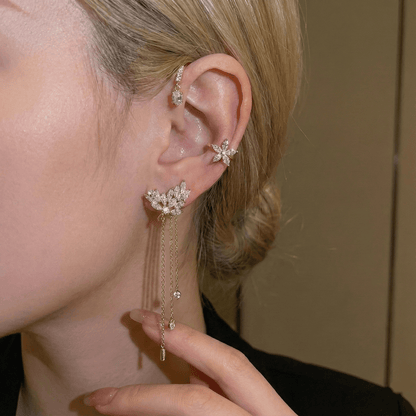 Close-up of butterfly ear cuff showcasing intricate detailing