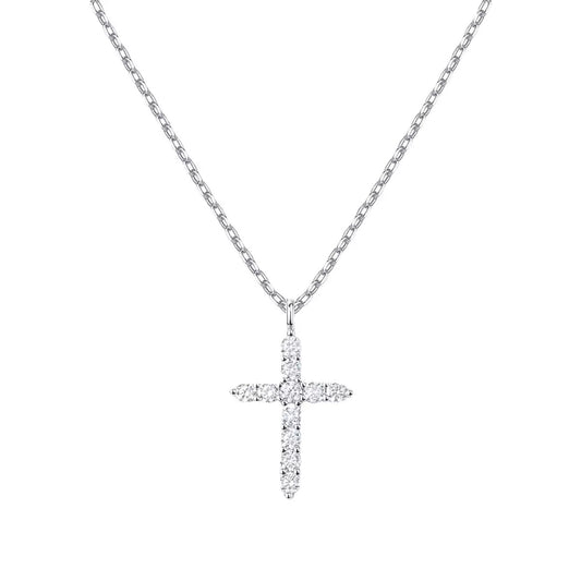Faith-inspired 14K gold necklace on model