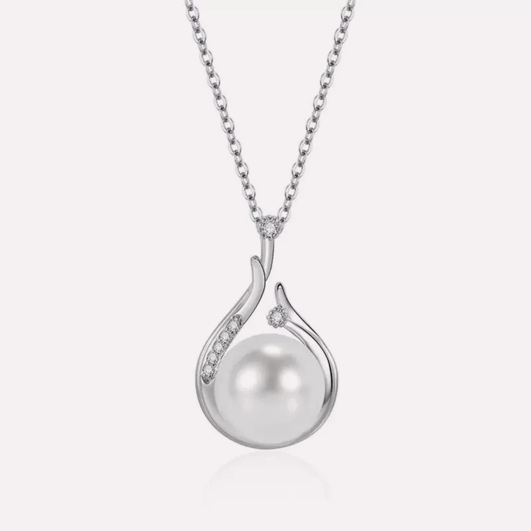 Pearl Drop Necklace by CotaJewelry with teardrop-shaped pearl pendant and gold-plated finish