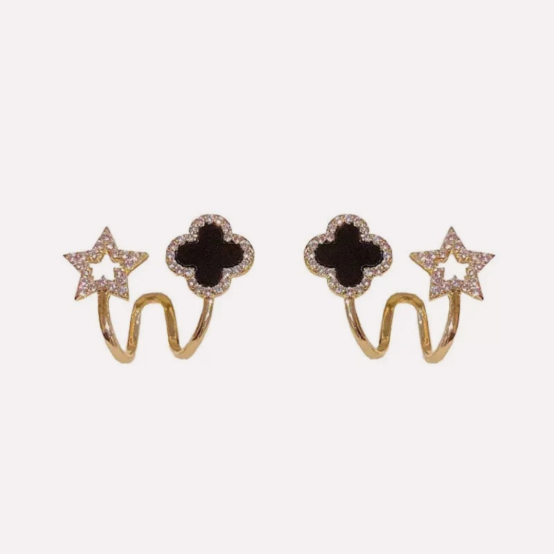 Four-Leaf Clover Stud Earrings with cubic zirconia accents