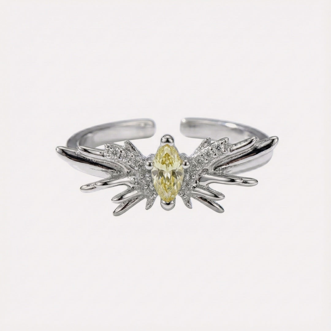 Forest Butterfly Ring by CotaJewelry with intricate butterfly wing design on white background