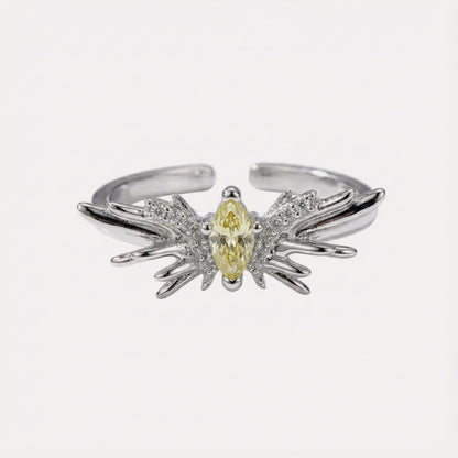 Forest Butterfly Ring by CotaJewelry with intricate butterfly wing design on white background