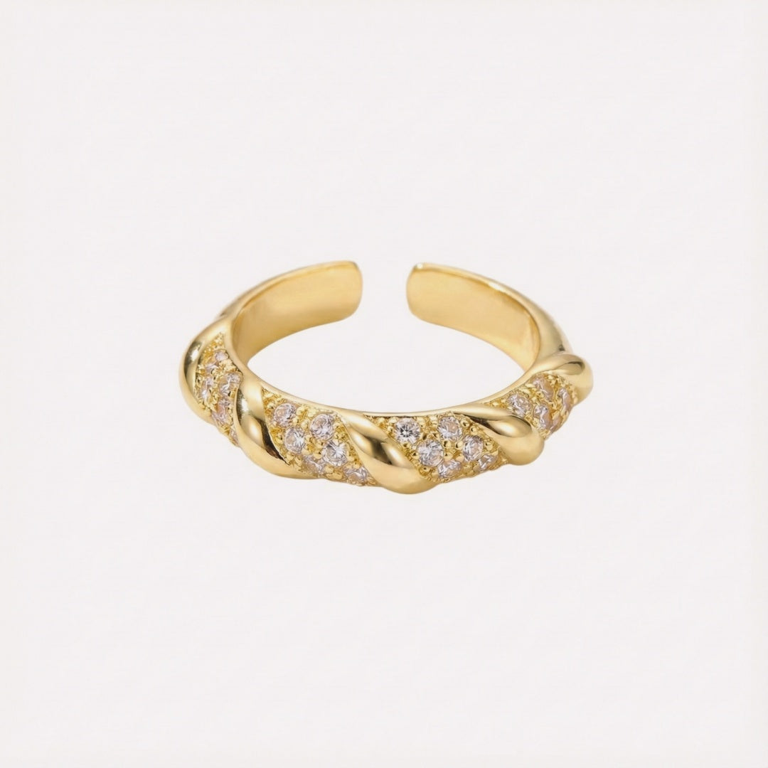 Twilight Vine Ring by CotaJewelry with intricate vine design and gold-plated finish on white background
