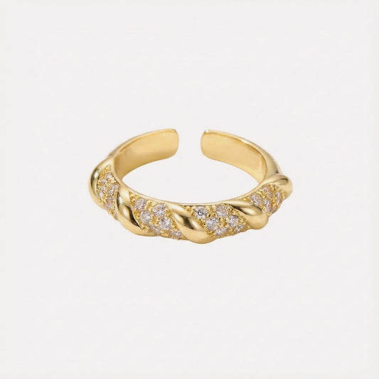 Twilight Vine Ring by CotaJewelry with intricate vine design and gold-plated finish on white background