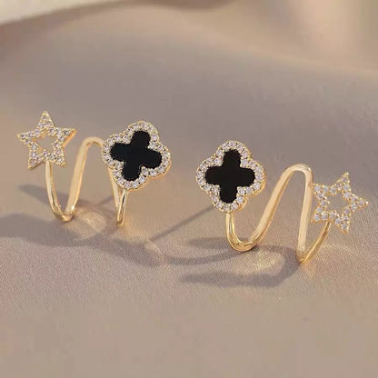 Four-Leaf Clover Stud Earrings – Elegant Sparkling Diamond Accent for Women | CotaJewelry