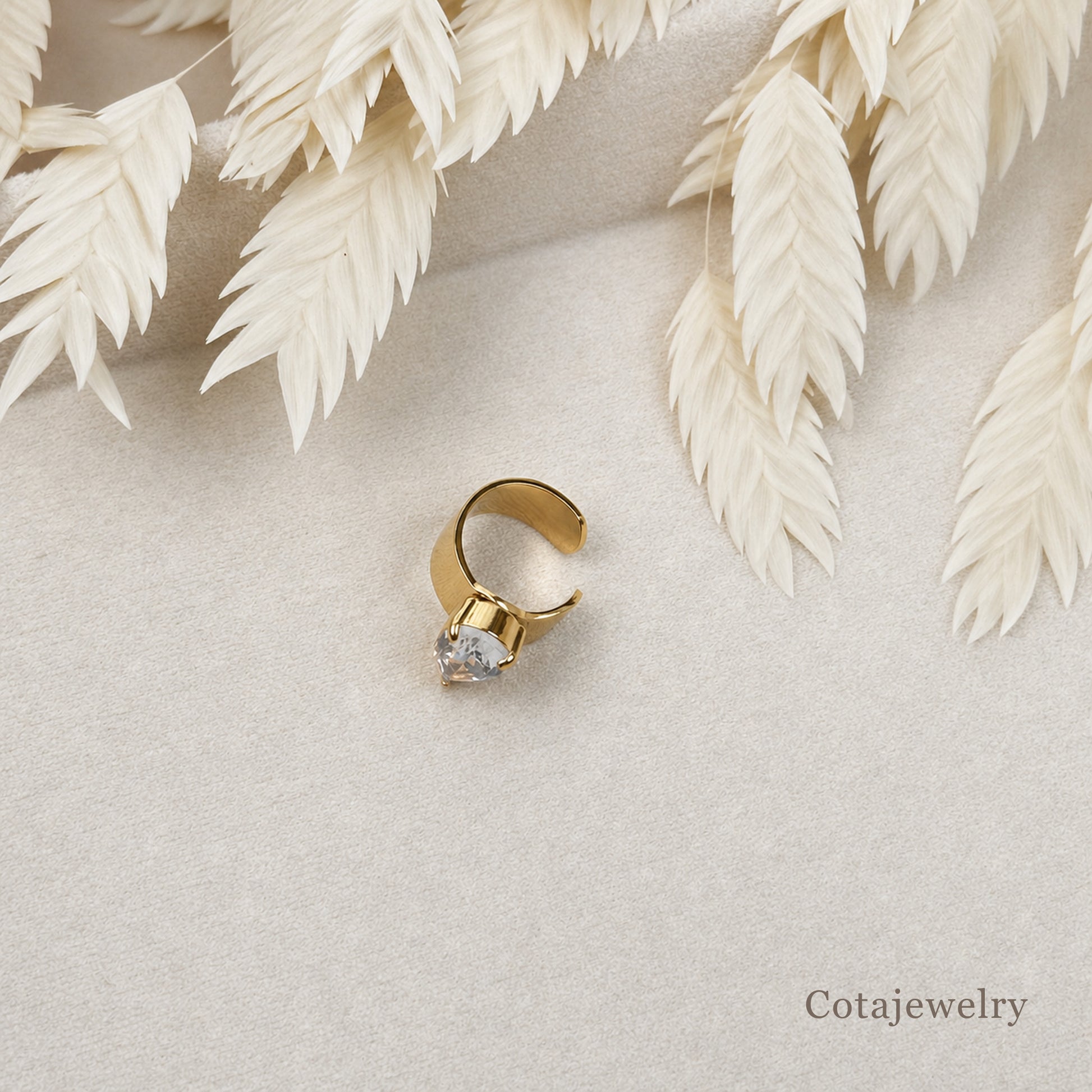 COTA Teardrop CZ Clip Earrings | COTA20155 - COTA20155_side.jpg