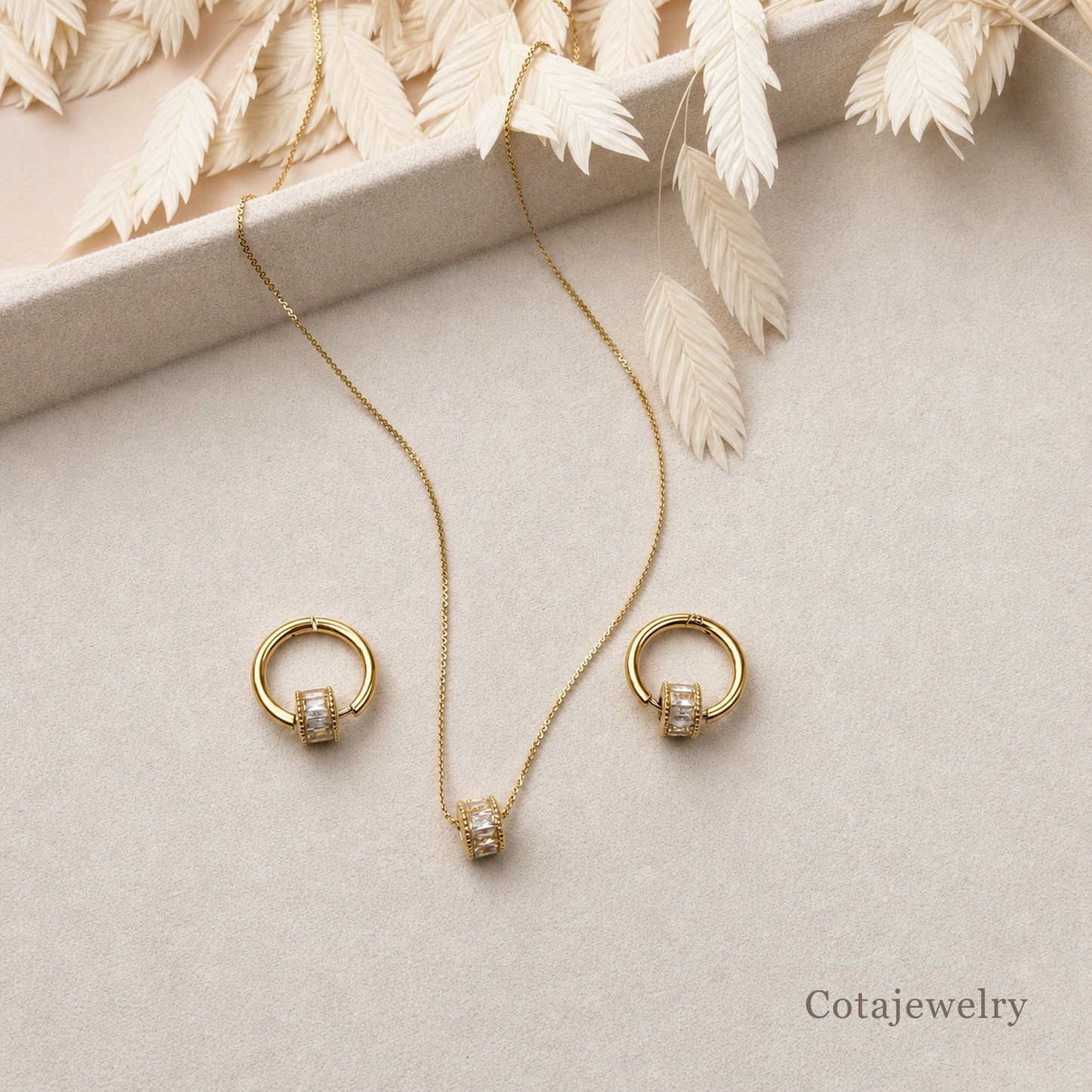 COTA Sculpted Curve Necklace and Earrings Set | COTA30111 COTA30112 - COTA30111_COTA30112_shared_main.jpg