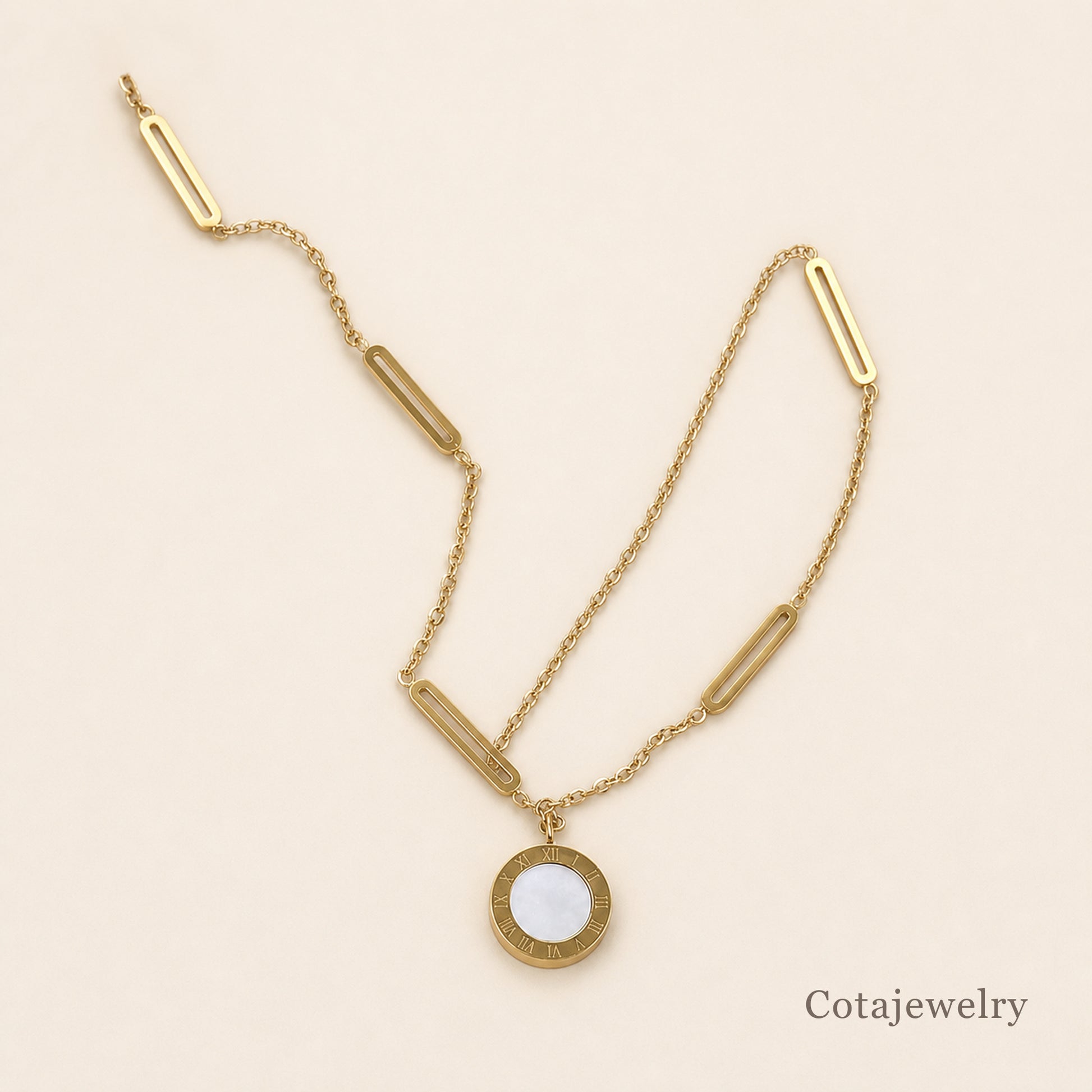 COTA Monochrome Shell Medallion Necklace | COTA30159 - COTA30159_back.jpg