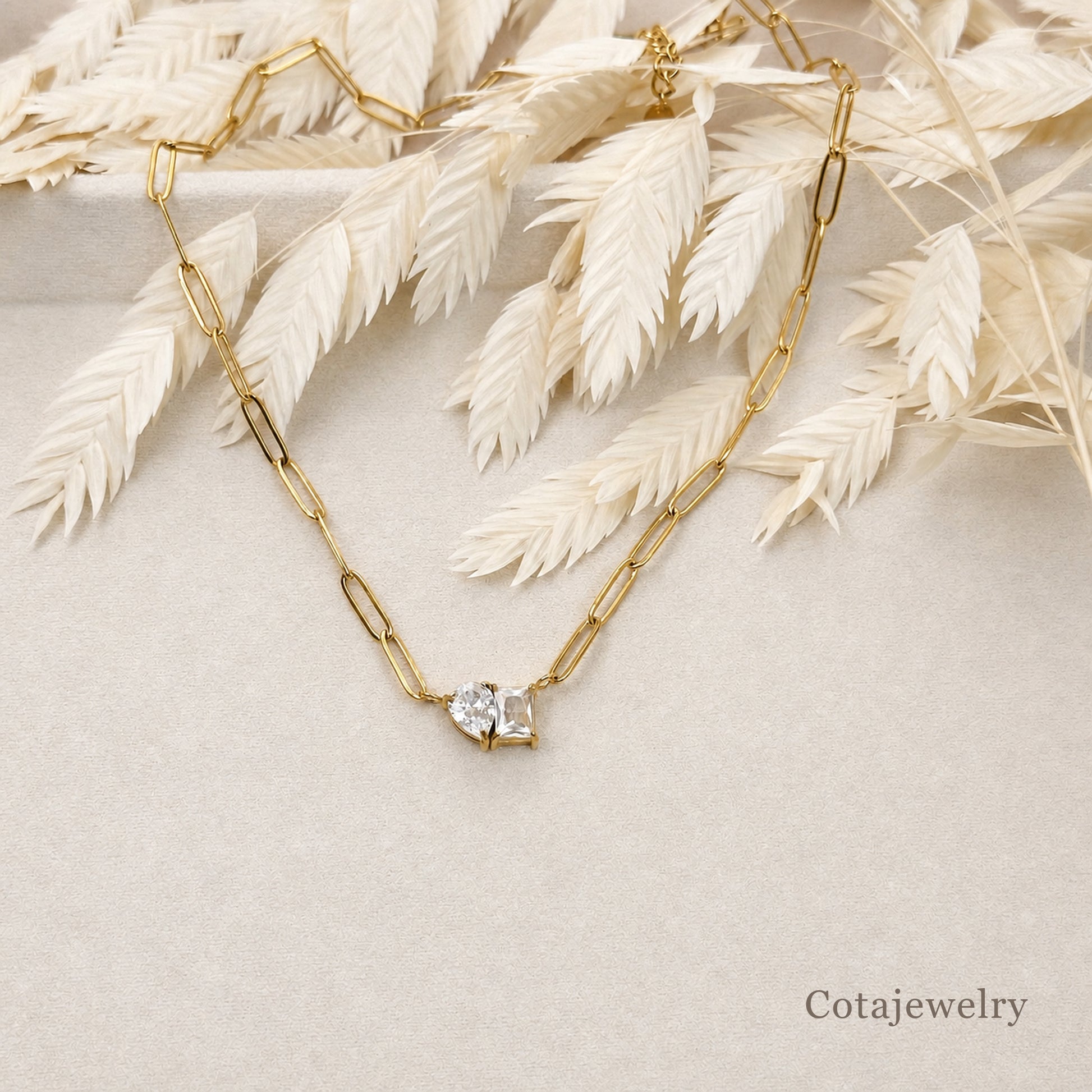 COTA Geometric Teardrop CZ Pendant Necklace | COTA30160 - COTA30160_second.jpg