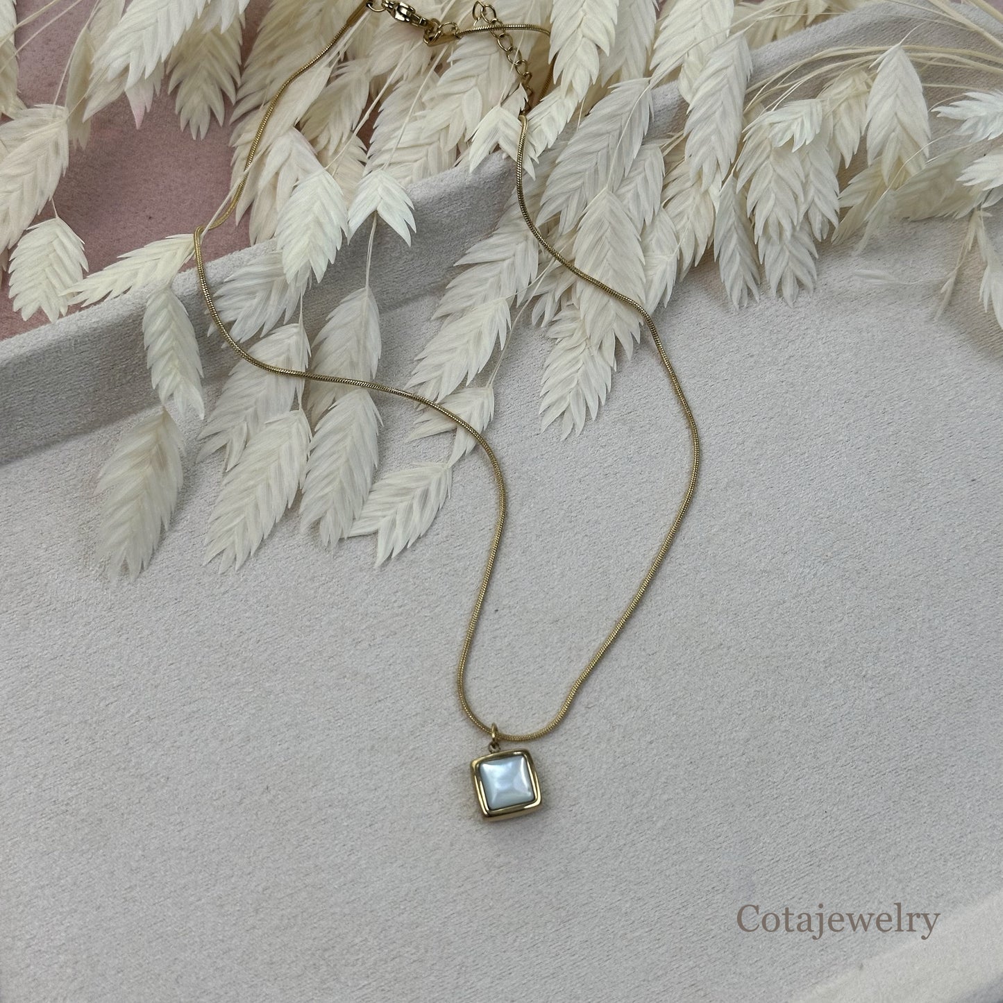 COTA Aurelia Square Shell Pendant Necklace — Main Image