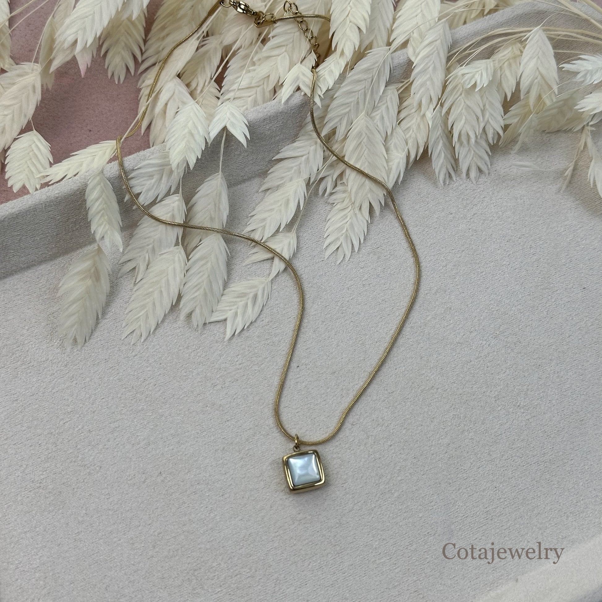 COTA Aurelia Square Shell Pendant Necklace — Main Image