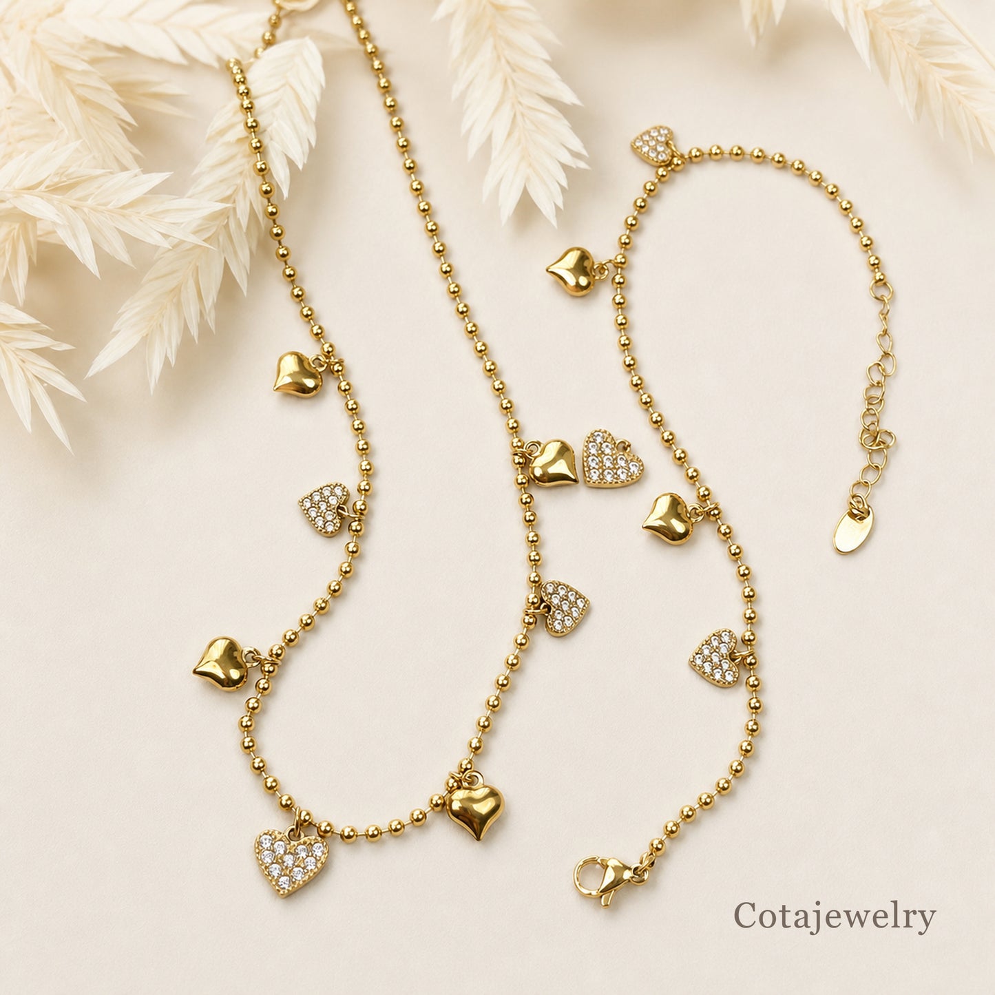 COTA Bell Charm Necklace and Bracelet Set
