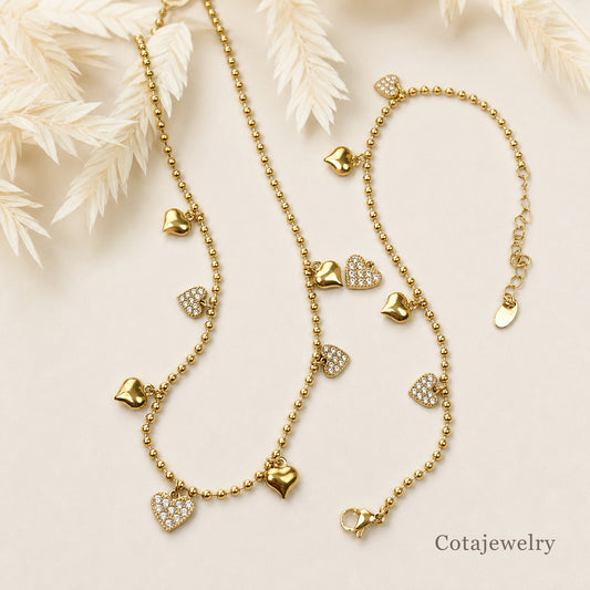 COTA Bell Charm Necklace and Bracelet Set