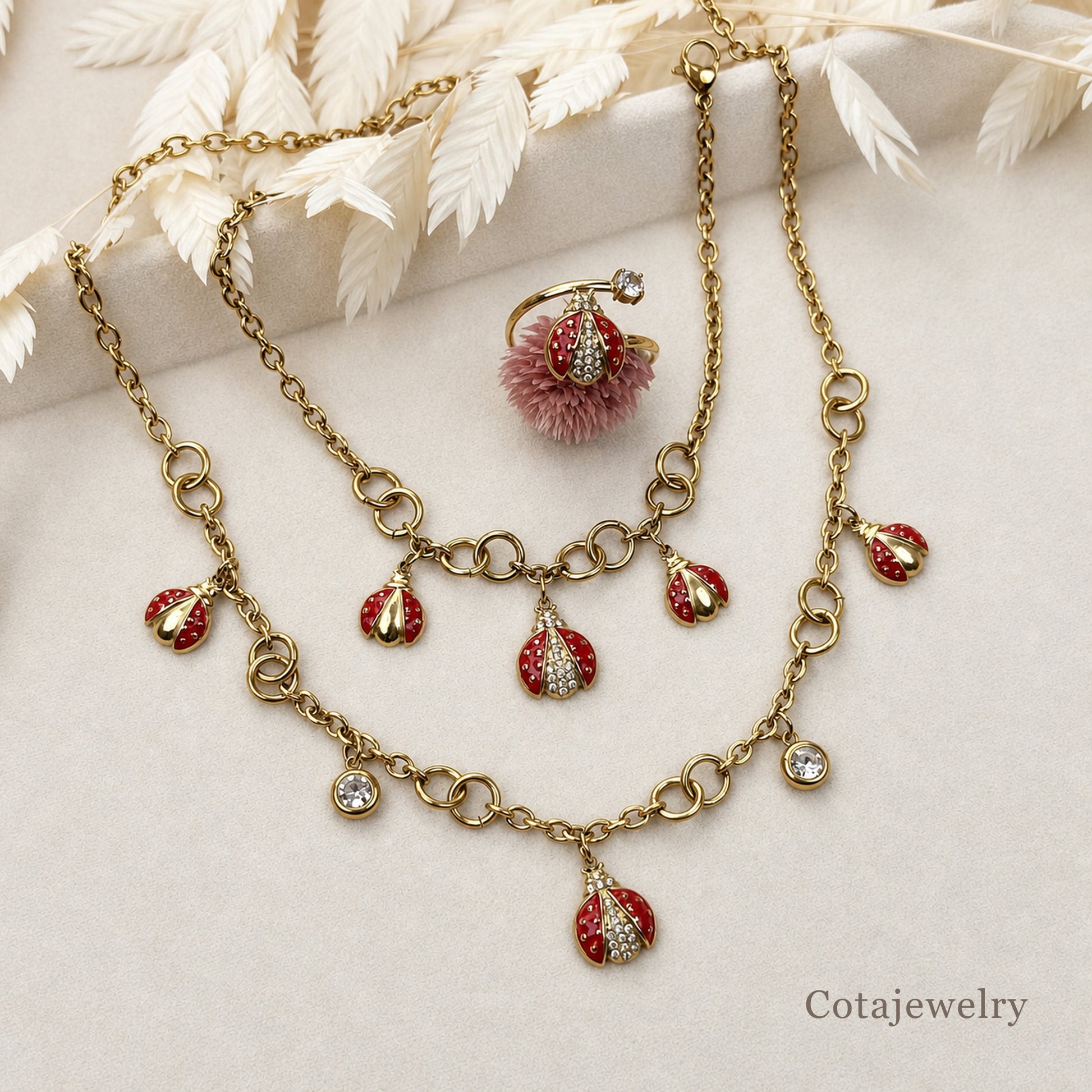 COTA Enamel Ladybug Jewelry Set | COTA60130 COTA30131 COTA60132 - COTA60130_COTA30131_COTA60132_shared_main.jpg