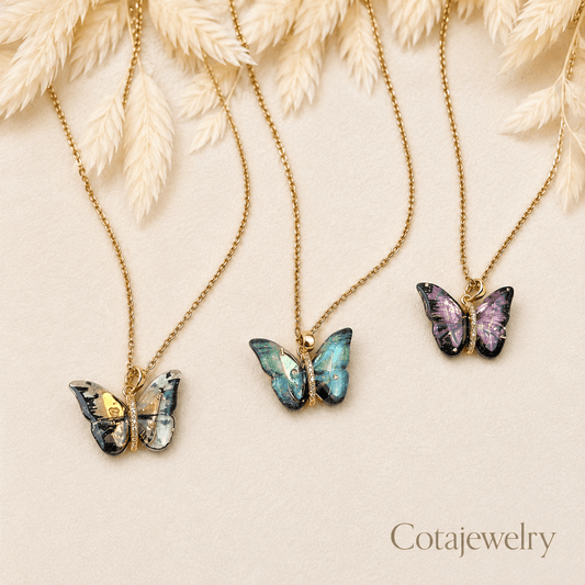 COTA Celestial Resin Butterfly Pendant Necklace | COTA30166 COTA30167 COTA30168