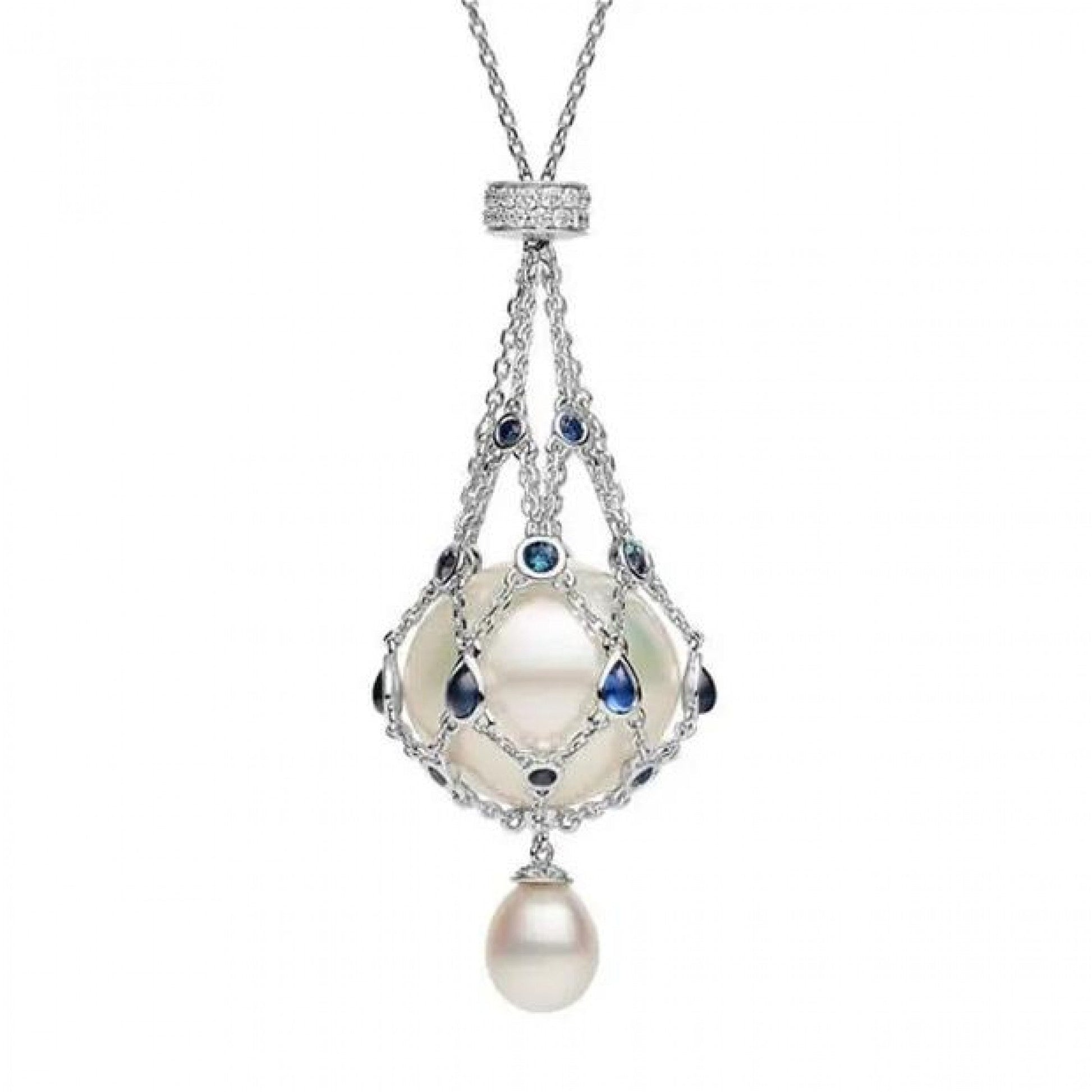 Close-up of 20mm lab-created pearl lavalier pendant – Cota Jewelry