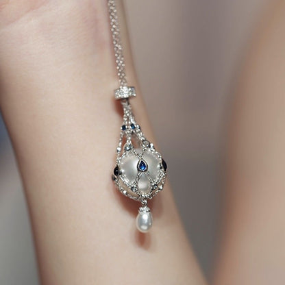 Close-up of 20mm lab-created pearl lavalier pendant – Cota Jewelry