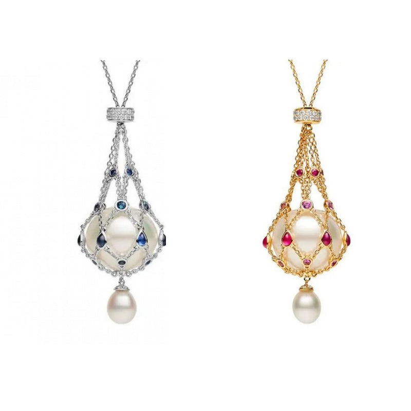 Close-up of 20mm lab-created pearl lavalier pendant – Cota Jewelry