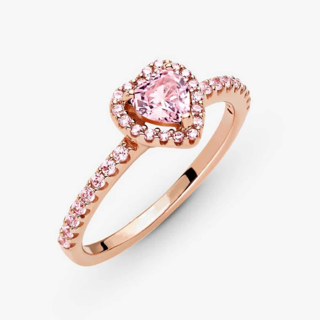 Close-up of CotaJewelry Elevated Heart Ring sparkling under light
