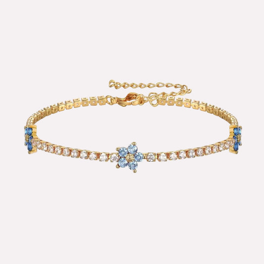 CotaJewelry Flower Tennis Bracelet in 18k rose gold plated brass with cubic zirconia