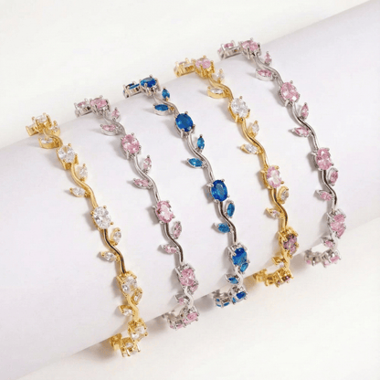Close-up of Dainty Rose Bracelet highlighting rose motif and 5A cubic zirconia sparkle