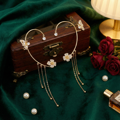 Graceful Butterfly Ear Cuffs featuring celestial star and moon details