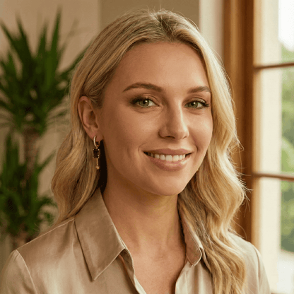 Lifestyle image featuring Twilight Crystal Earrings with elegant outfit