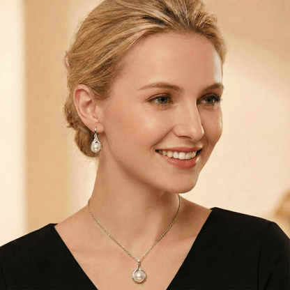 Pearl Drop Necklace worn with simple outfit showcasing a subtle and timeless style
