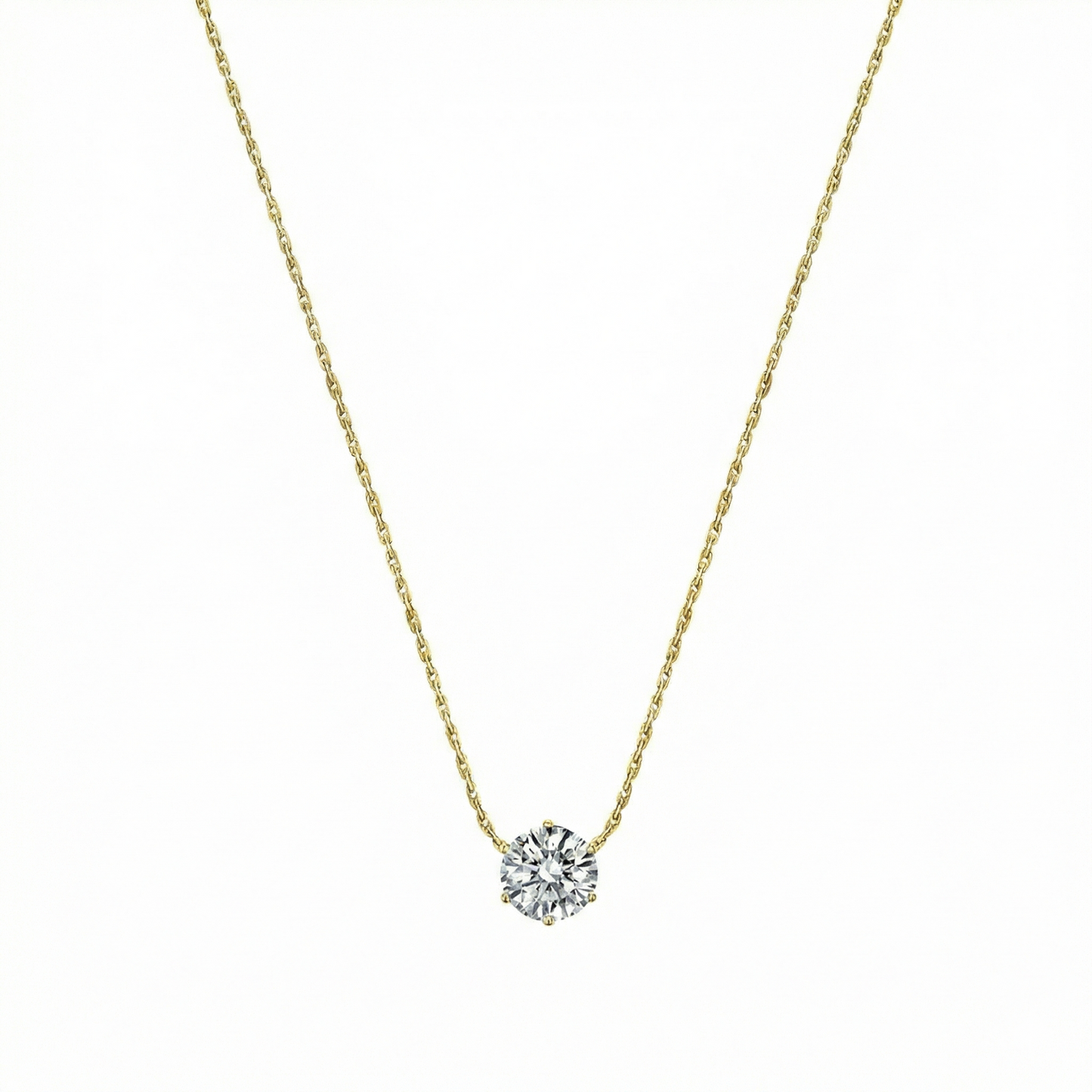 Halskette mit einzelnem Diamant-Anhänger aus Edelstahl