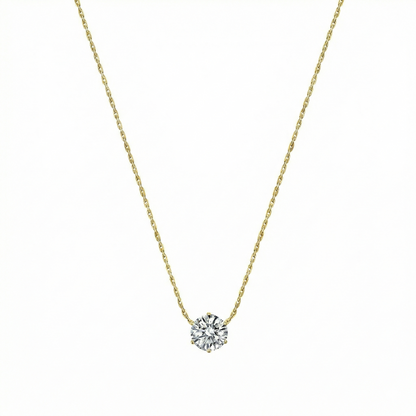 Halskette mit einzelnem Diamant-Anhänger aus Edelstahl