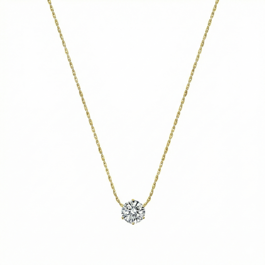 Single Diamond Pendant Necklace in Stainless Steel