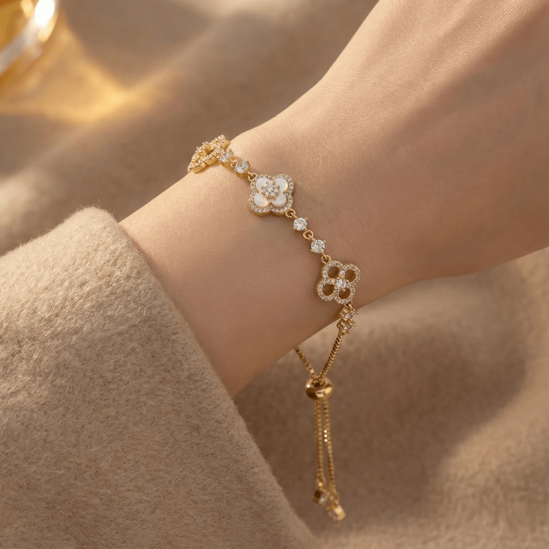 Sakura Cleef Bracelet displayed on a white background highlighting refined craftsmanship