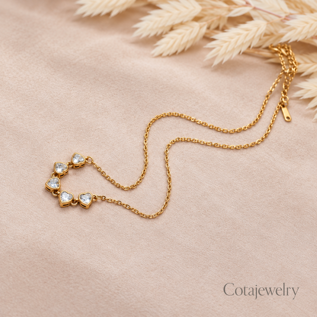 COTA Pearl Station Necklace in Gold Tone