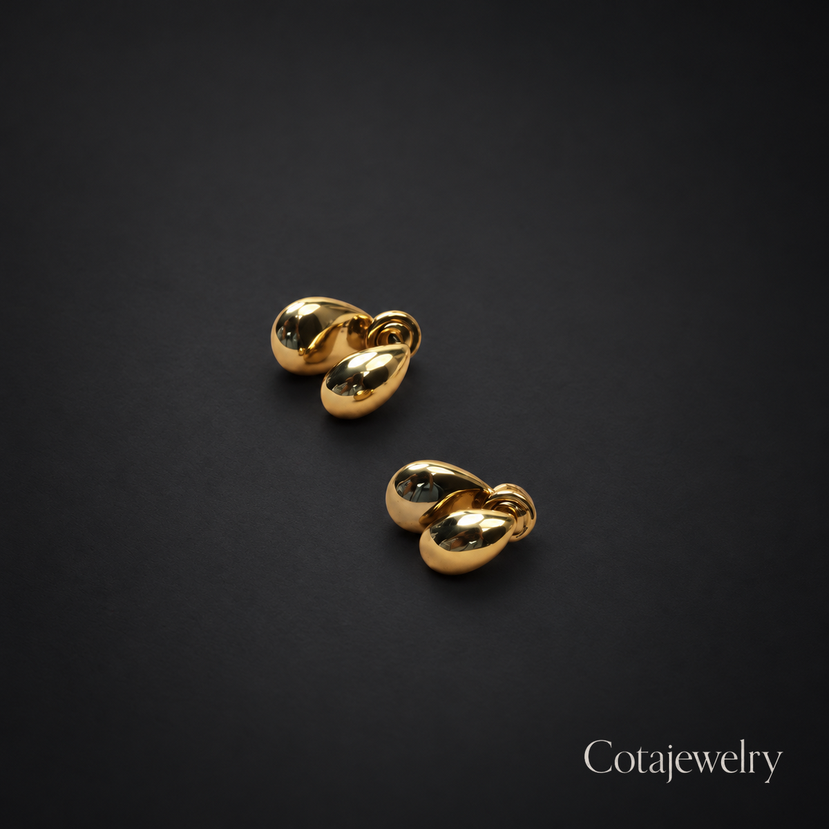 COTA Double Knot Stud Earrings in Gold Tone