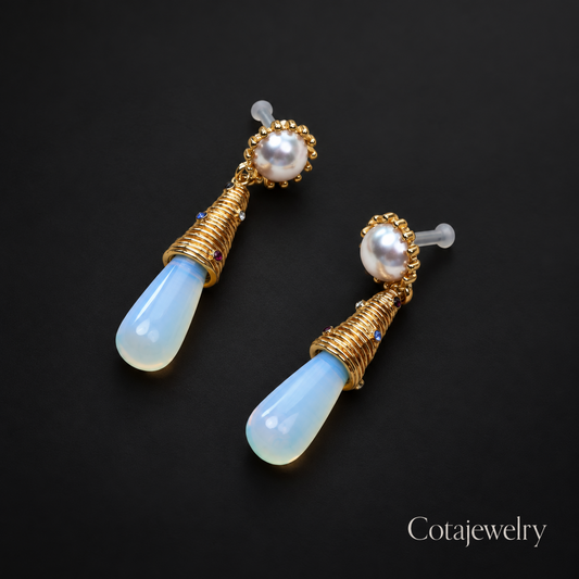 COTA Opalescent Drop Earrings in Gold Tone