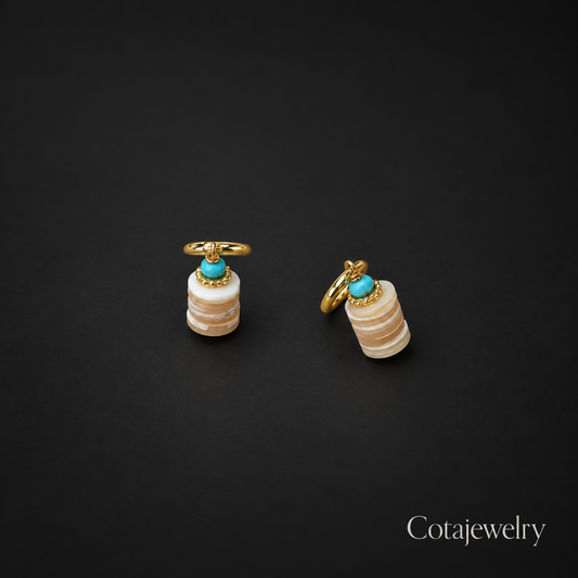 COTA Turquoise Stack Stud Earrings in Gold Tone