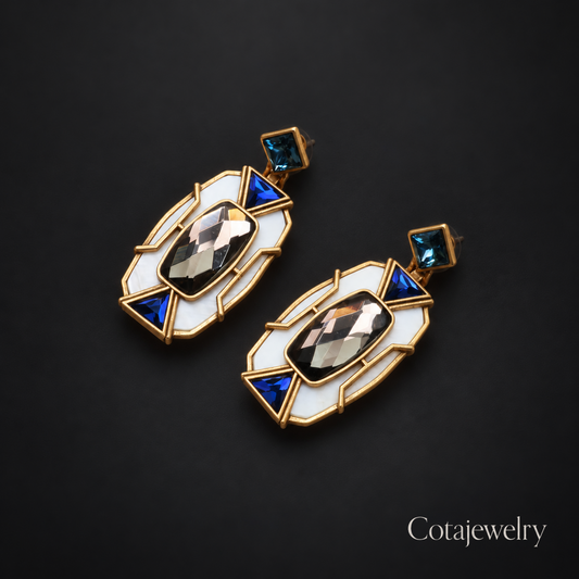 COTA Mirror Geometric Earrings in Gold Tone