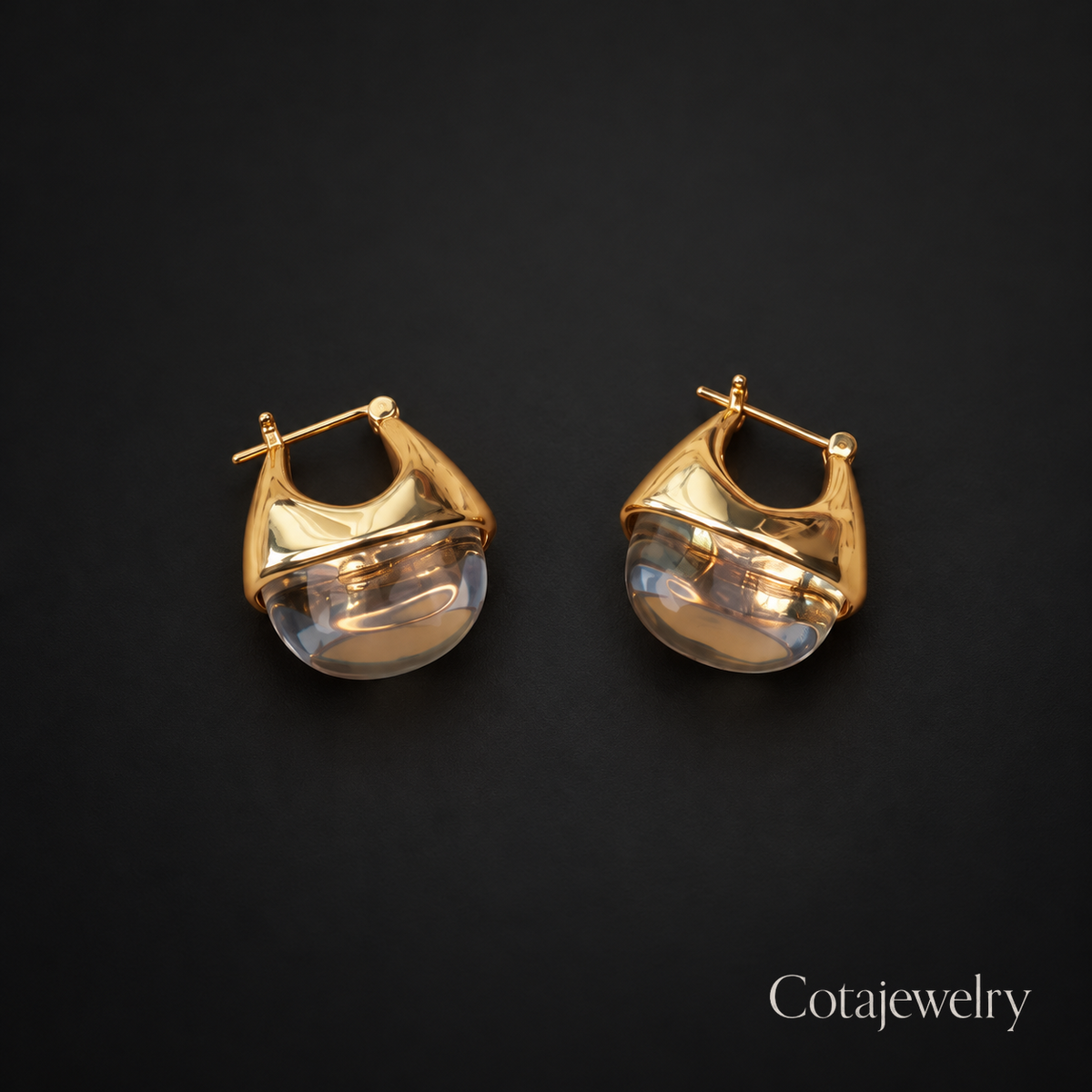 COTA Crystal Hoop Earrings in Gold Tone