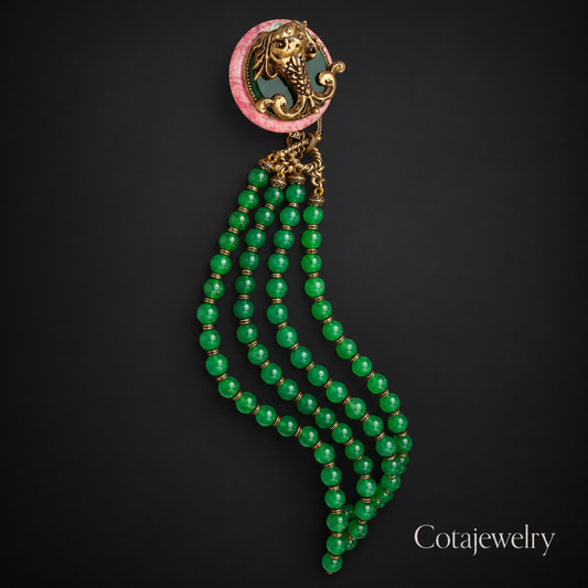 COTA Green Tassel Pendant Necklace in Green