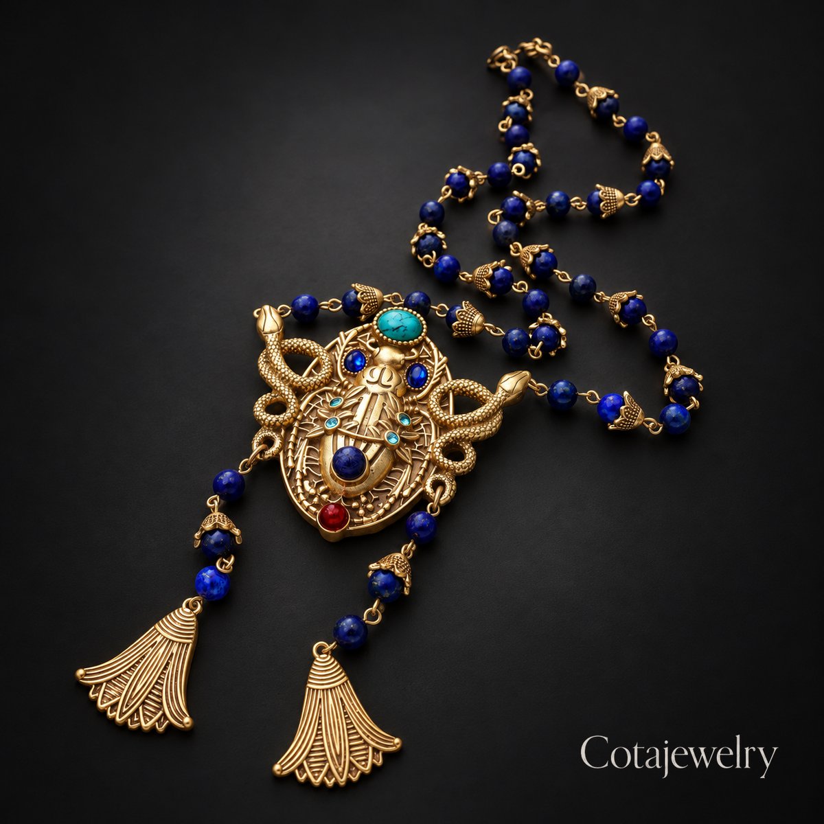 COTA Blue Beetle Tassel Necklace in Unspecified