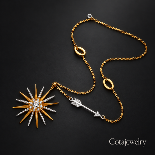 COTA Starburst Pendant Necklace in Gold Tone