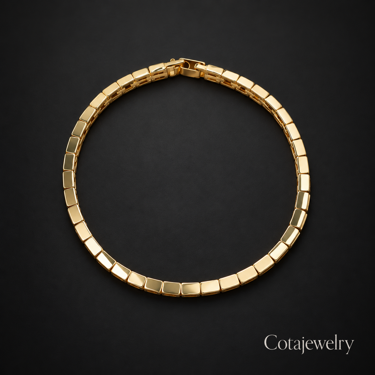 COTA Square Link Necklace in Gold Tone